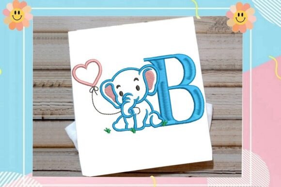 Adorable B Letter Cute Elephant Decor