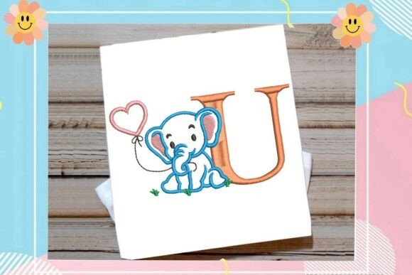 Adorable U Letter Cute Elephant Decor
