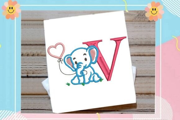 Adorable V Letter Cute Elephant Decor