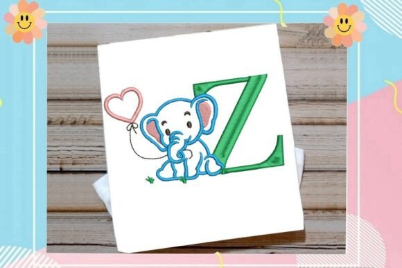 Adorable Z Letter Cute Elephant Decor