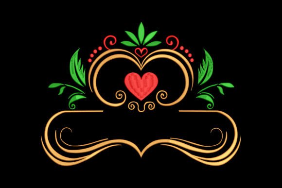 Beautiful Swirl Heart Border Monogram