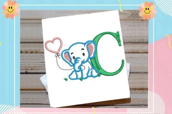 Charming C Letter Cute Elephant Decor