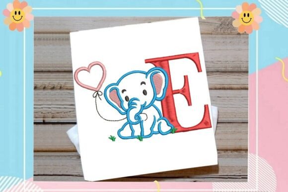 Charming E Letter Cute Elephant Decor
