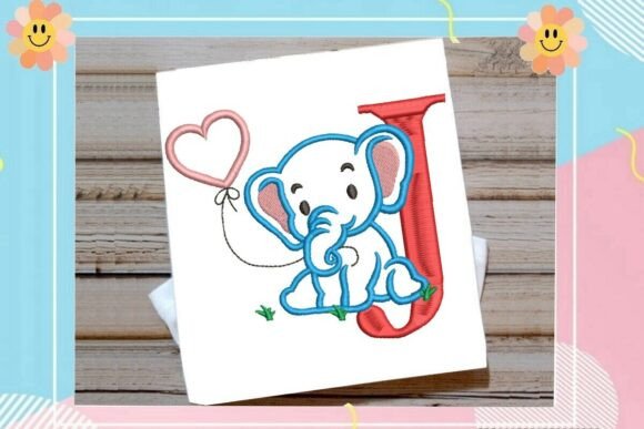 Charming J Letter Cute Elephant Decor