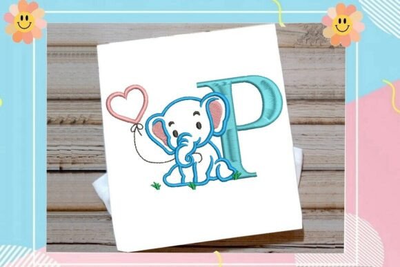 Charming P Letter Cute Elephant Decor