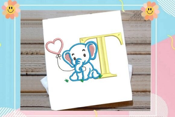 Charming T Letter Cute Elephant Decor