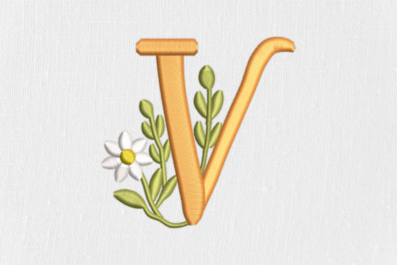 Elegant and Nature-Inspired: The Letter V is Feathered and Leafy