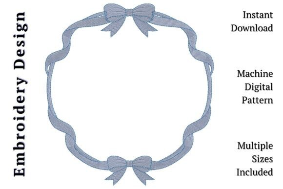 Elegant Blue Bow Frame for Holiday Embroidery