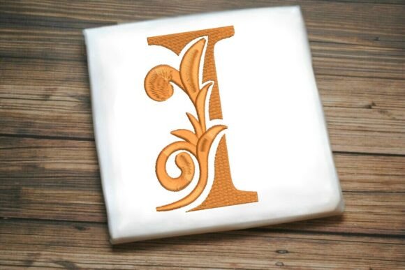 Elegant Flourished Leaf Monogram I for Embroidery