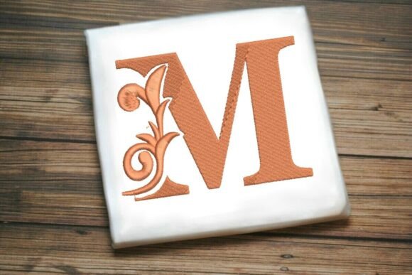 Elegant Flourished Leaf Monogram M
