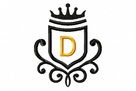Elegant Vintage Royal Letter D Embroidery