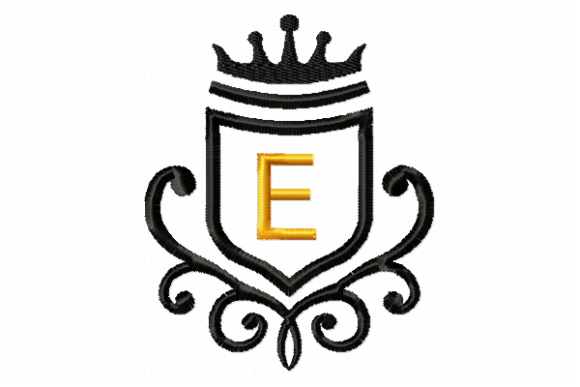 Elegant Vintage Royal Letter E Embroidery