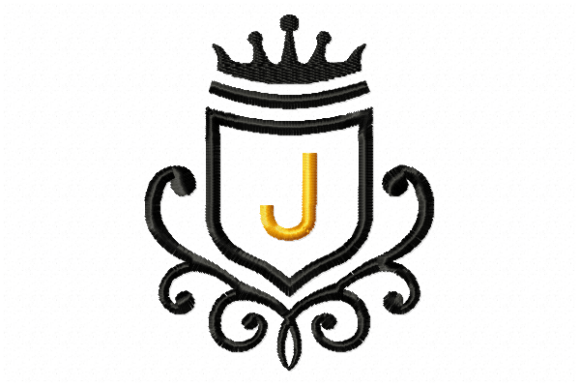 Elegant Vintage Royal Letter J for Holiday Embroidery