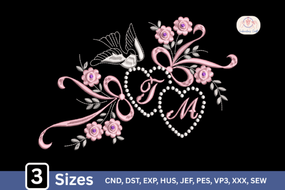 Floral Heart Butterfly Bow Initial Frame