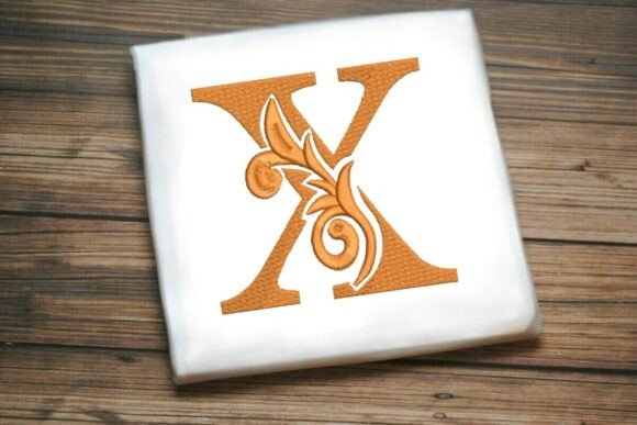 Flourished Leaf Monogram X: A Seasonal Embroidery Delight