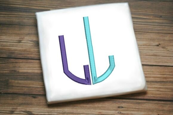 Geometric Split Letter Monogram L for Modern Embroidery