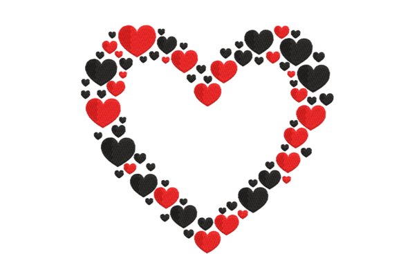 Red Black Heart Frame: A Bold Embroidery Design