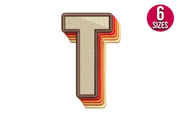 Retro Alphabet Letter T: A Charming Embroidery Design