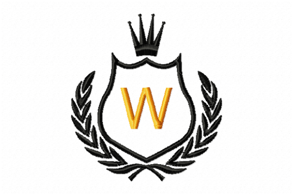 Royal Crest Letter W: A Premium Embroidery Design