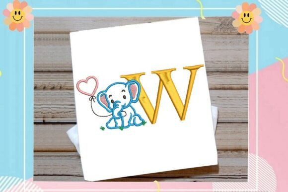 W Letter Cute Elephant Decor: A Whimsical Touch